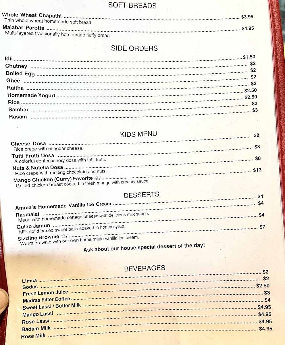 Amma's South Indian Cuisine Menu - Image 4